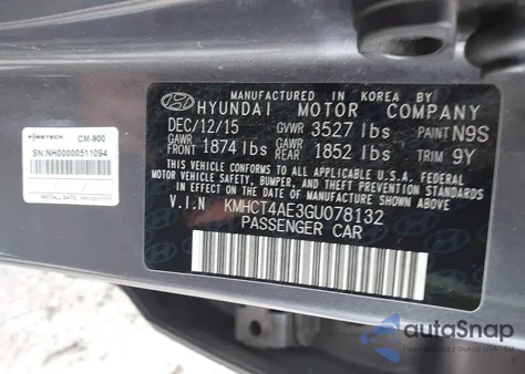 2016 Hyundai Accent Se из США, поврежденный, VIN KMHCT4AE3GU078132